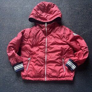 Moncler Boys Hooded Down Jacket Size 3 y Red Authentic EUC
